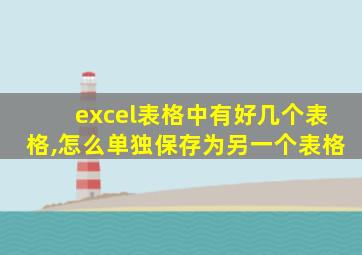 excel表格中有好几个表格,怎么单独保存为另一个表格